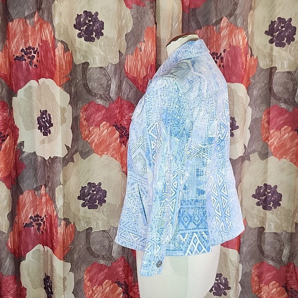 Hearts of Palm Women Jacket Denim Bleached Pattern Cotton Blend 8 - Picture 7 of 10